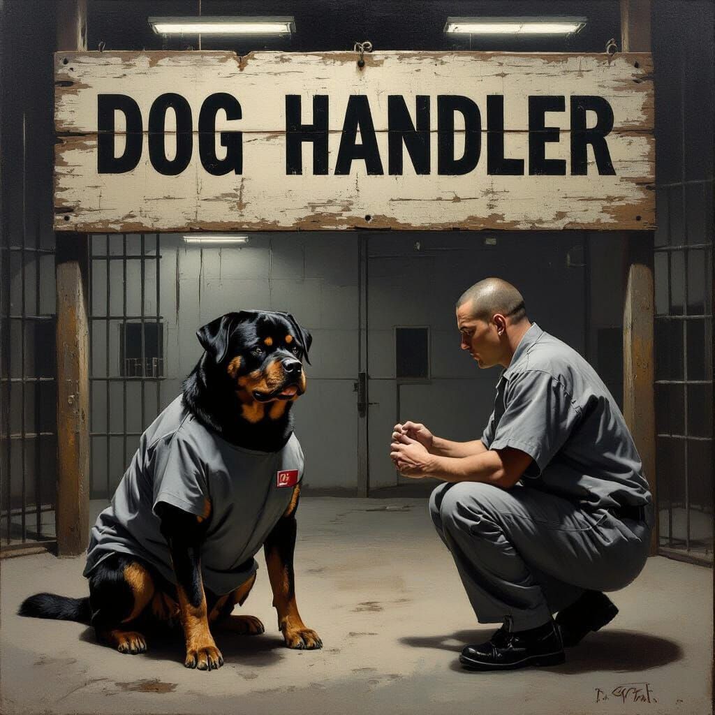 Dog Handler Sign and Prison Rottweiler Training