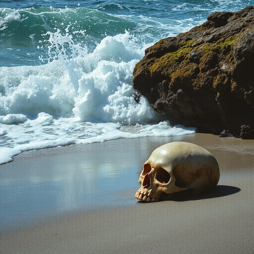 Coastal Ruin in Bleak, Futuristic Style