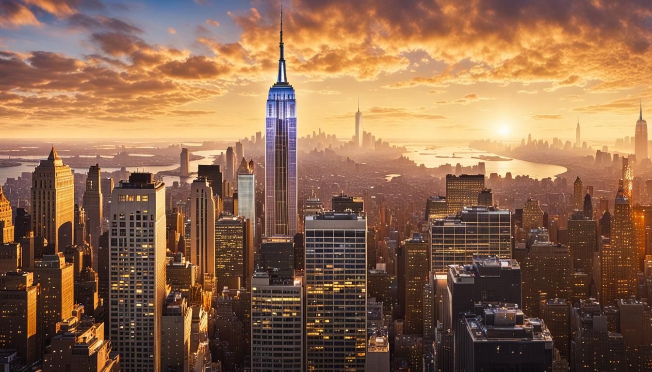 Hyperrealistic New York City Panorama at Golden Hour