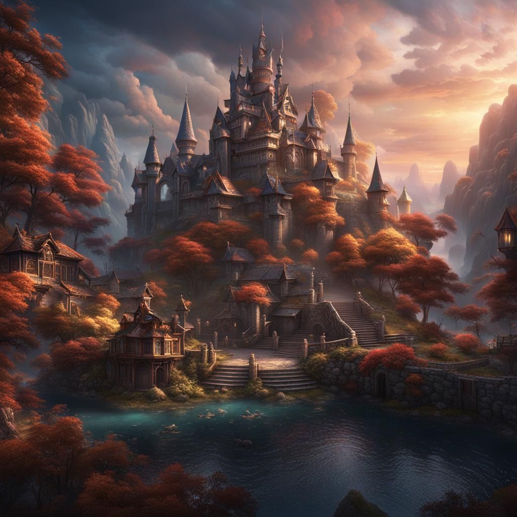 Fantastical Matte Painting in Deep Color, 8K