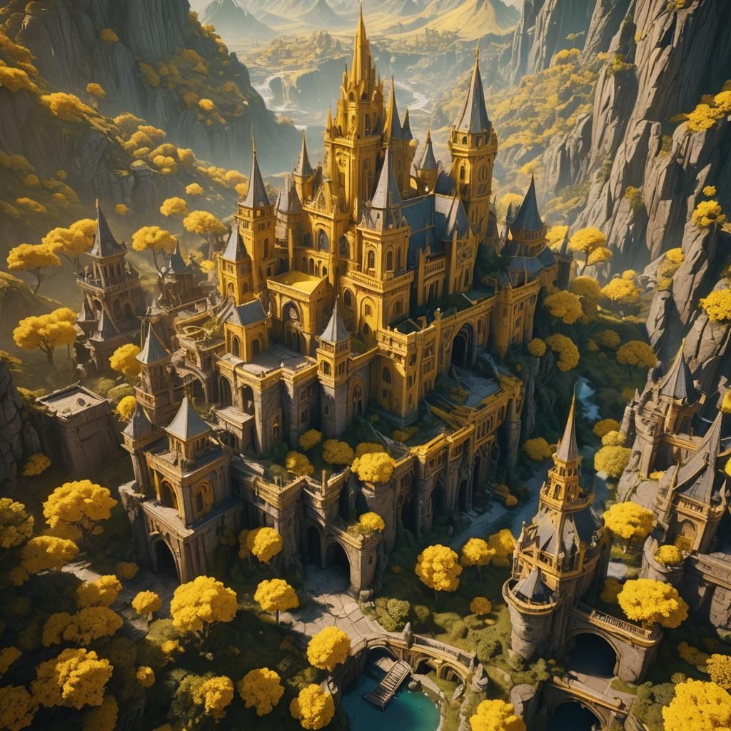 Yellow Fantastic Realm: Detailed Matte Painting