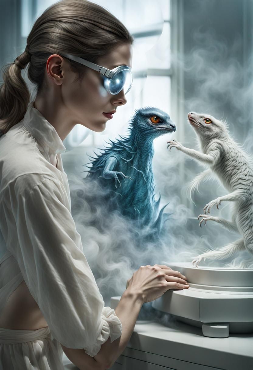 Surreal Portraits in a Bizarre Laboratory: Detailed Matte Pa...