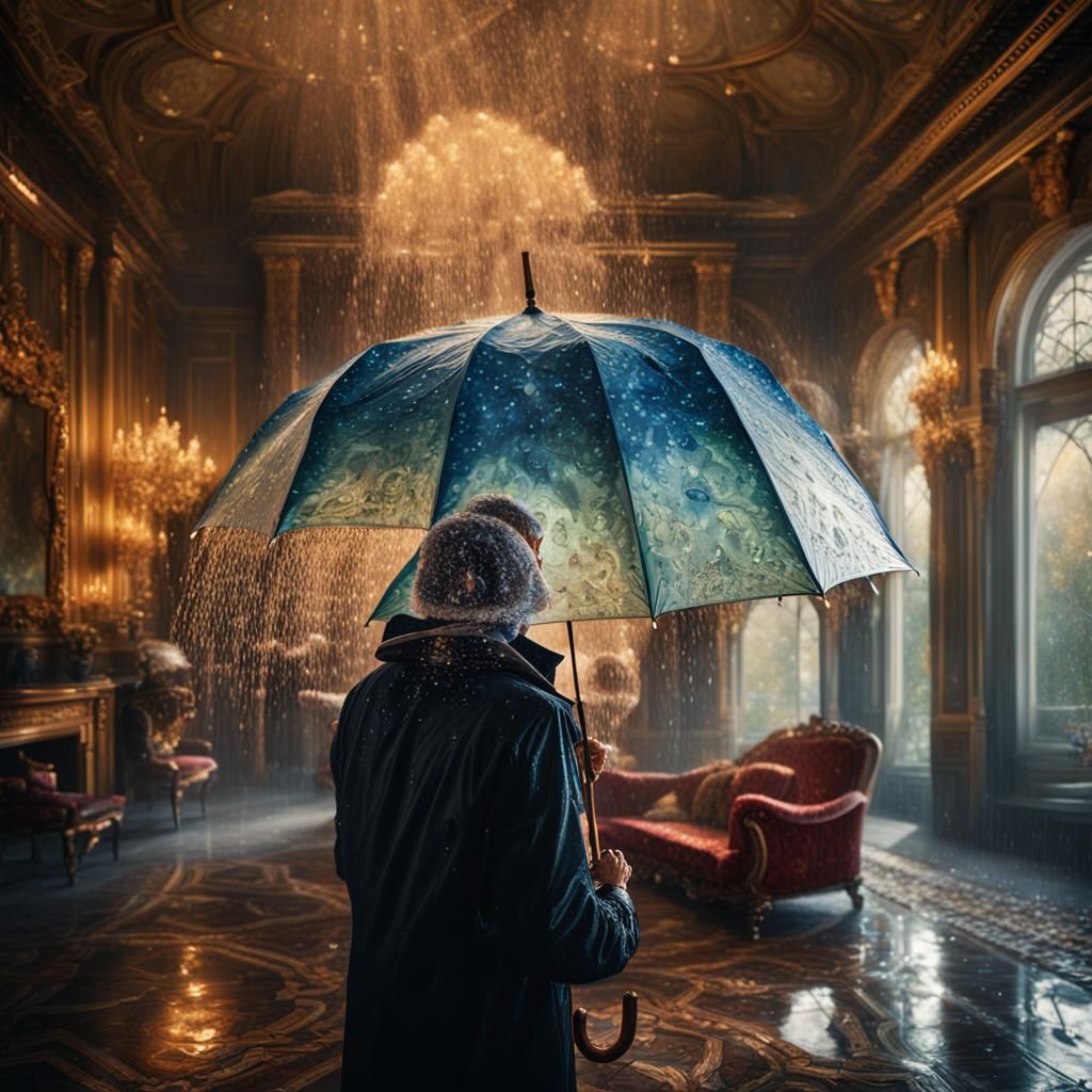 Rainy Interior: Baroque Hyperrealism in Macro Detail