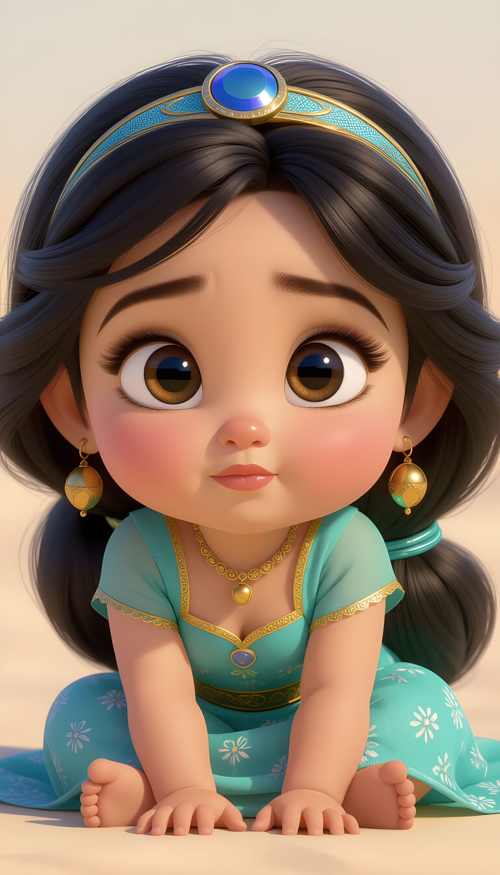 Pixar Style Baby Jasmine Close Up Portrait