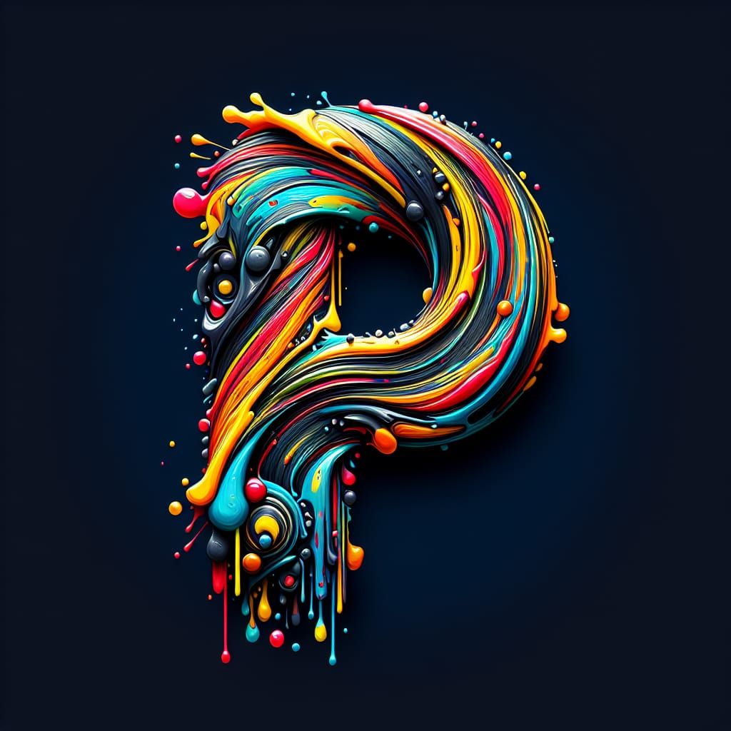 Colorful Graffiti-Inspired 'P' Logo with Splash Art