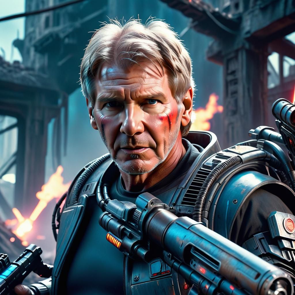 Harrison Ford as Cyberpunk Cyborg in Ruins