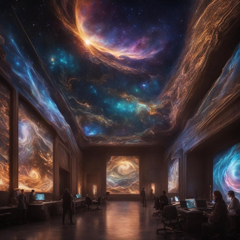 Futuristic Cityscape with Astral Aurora in Fantasy Art