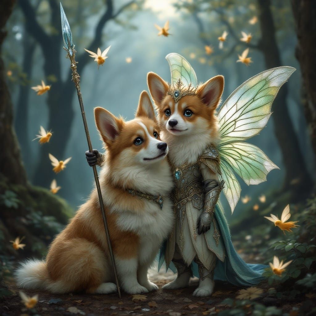 Enchanted Faerie Queen Rides Majestic Corgi Steed in Lavish....
