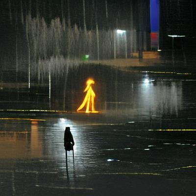 Lone Figure in Desolate Landscape