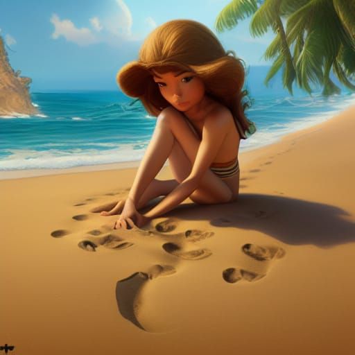 Footprints in Sand: 3D Animation Concept Art