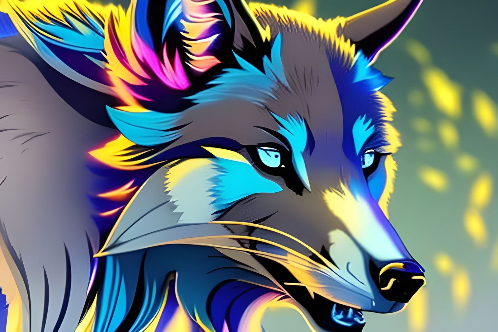 Blue Horned Wolf in Anime Style