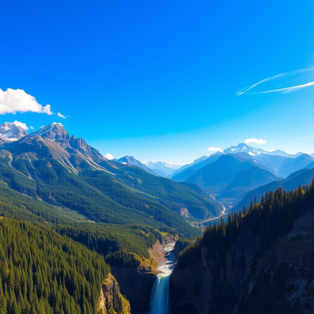 Panoramic Mountain Range in Golden Light