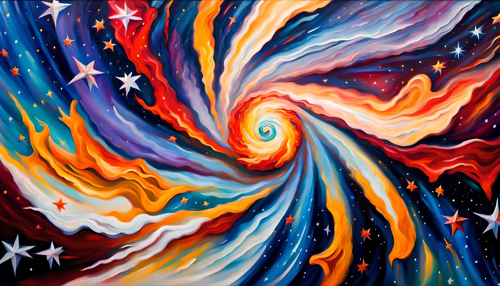 Spinning Flare-Star Surrounded by Impasto Galaxy