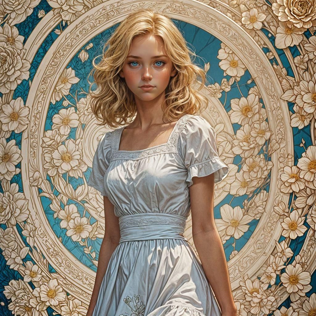 Pretty Girl in White Dress, Comic Book Art