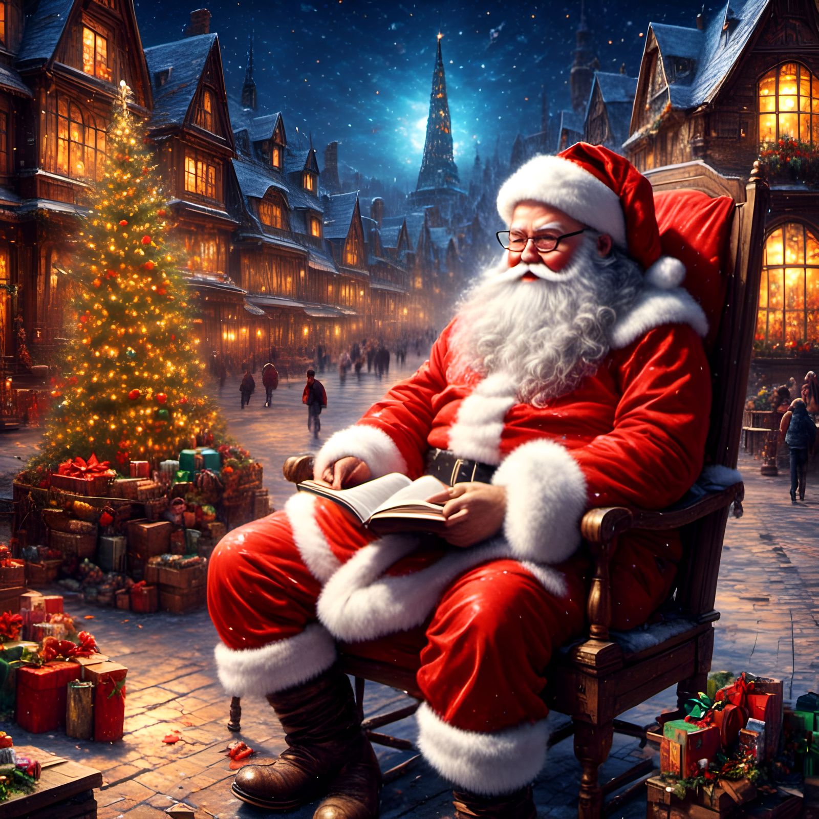 Cartoon Santa Illustration in Graffiti Style