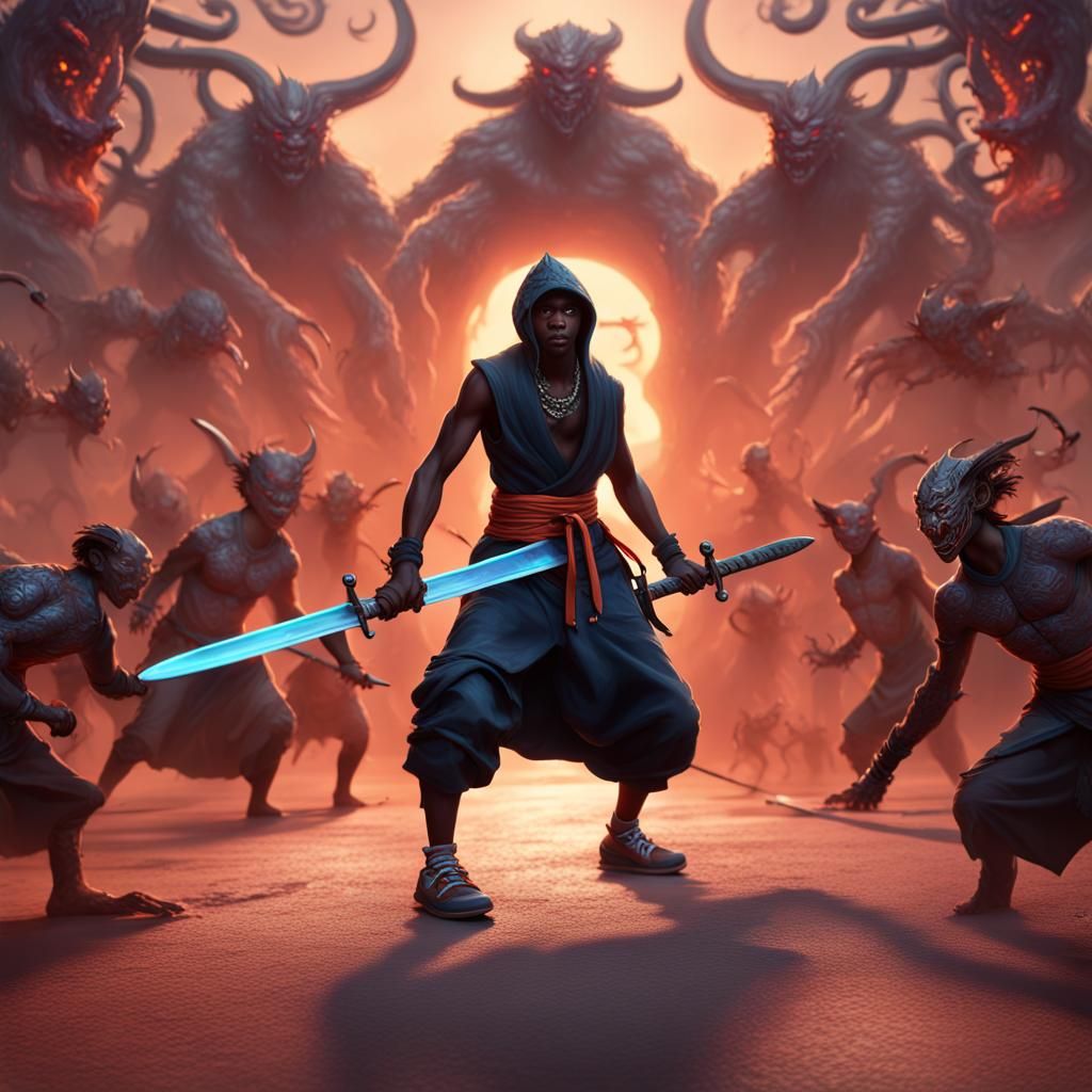 Teen Ninja vs Demons: Fantasy Concept Art