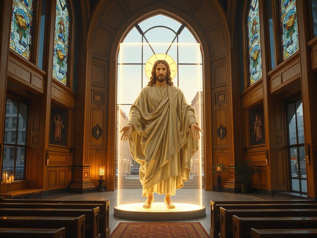 Jesus Christ in Futuristic Orthodox Church Interior
