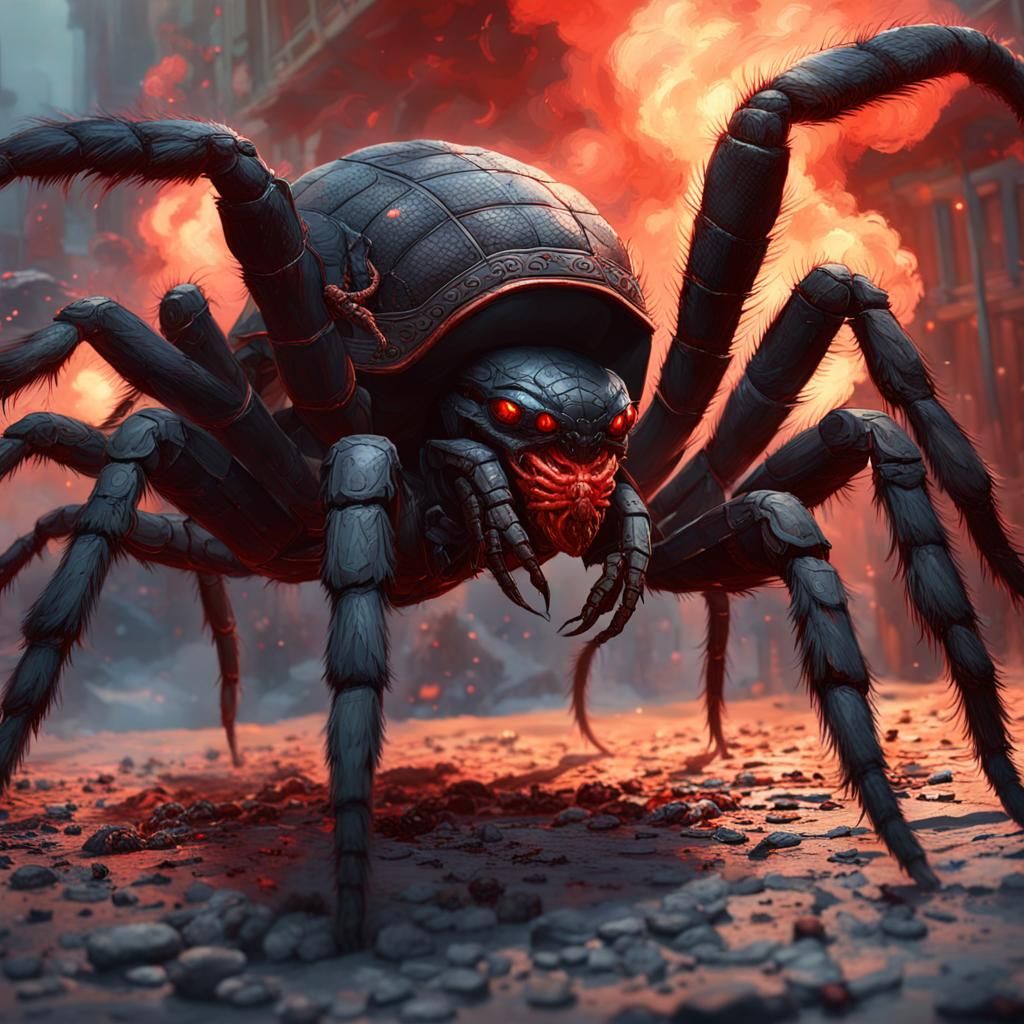 Spider Demon with Scorpion Tail in Hyperrealism Style
