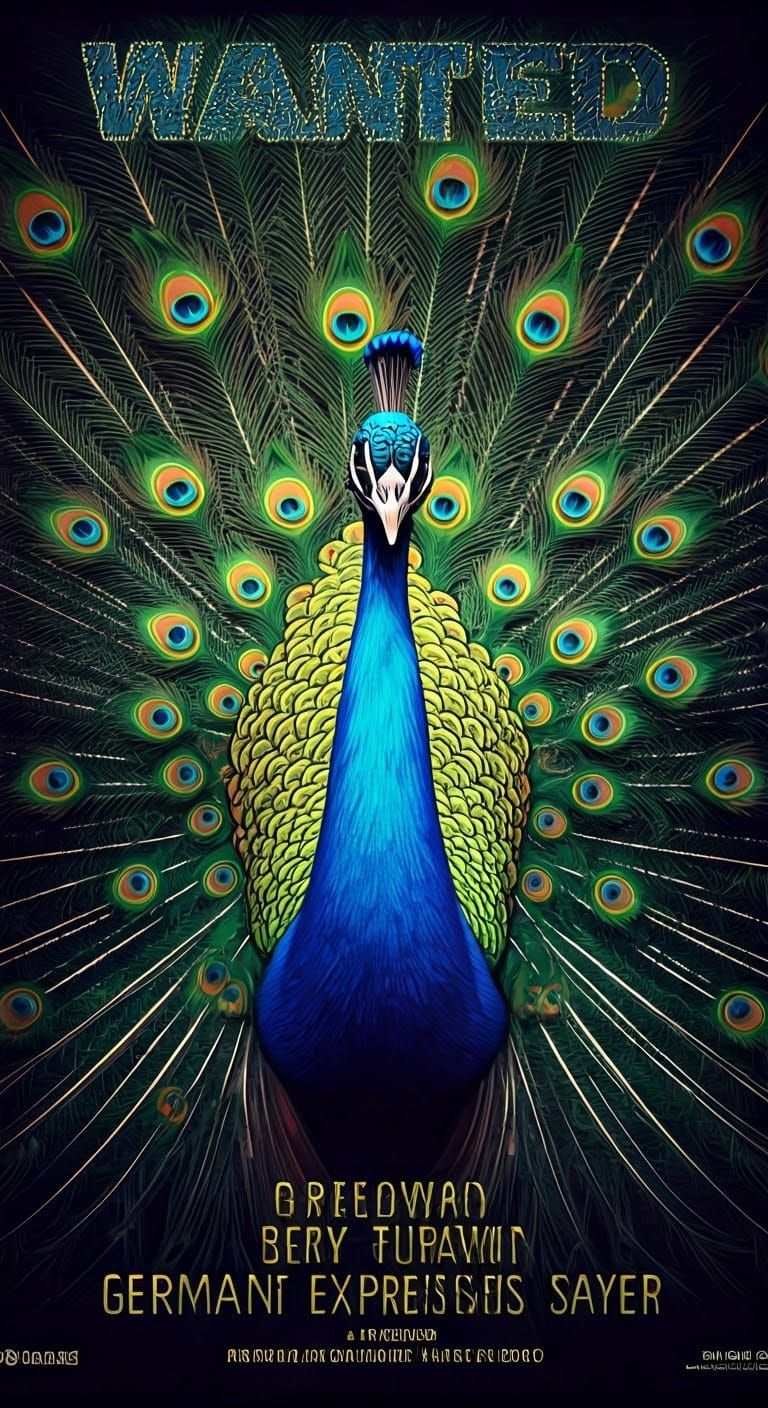 Peacock in Vaporwave Style with Glitch Art Elements