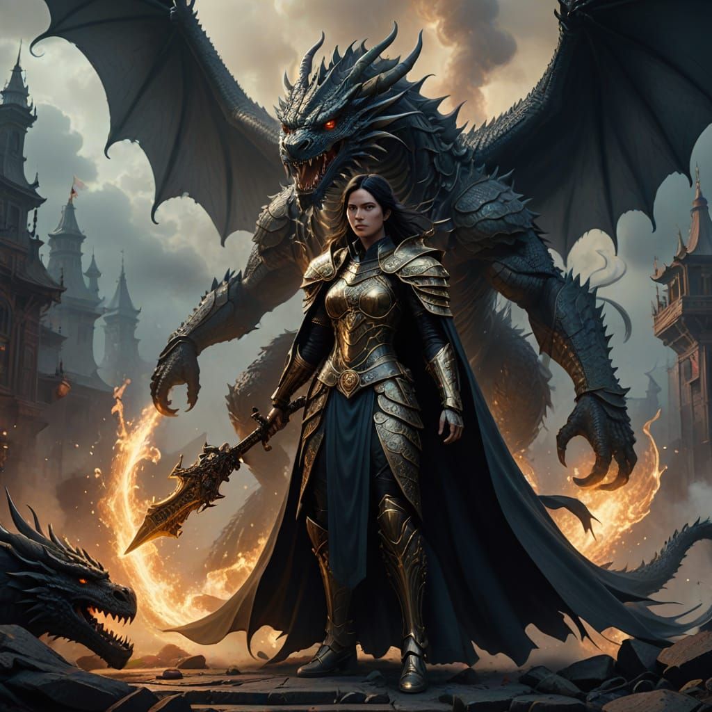 Mystical Warrior Defies Ancient Dragon