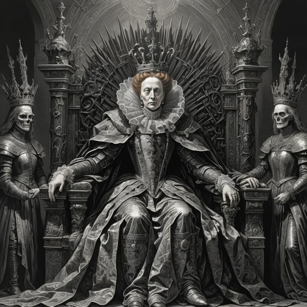 Elizabeth I on Throne in Horror Style