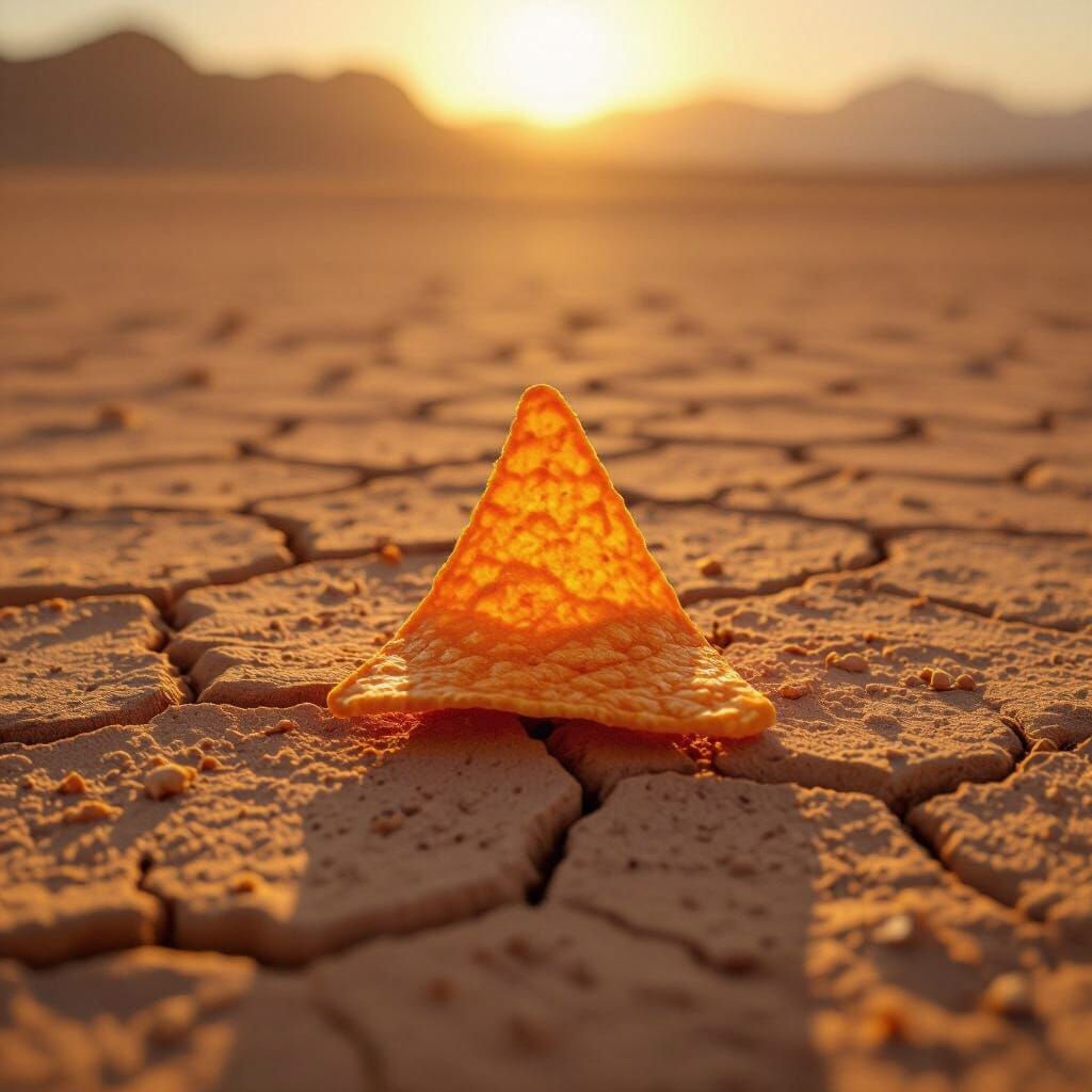 Lone Doritos Chip in Desert Landscape