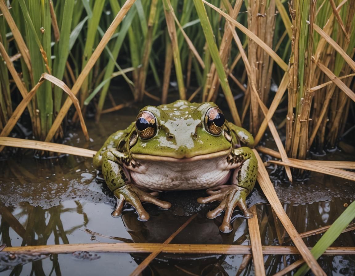 Humorous Portrait of a Drunken Frog at the Bar