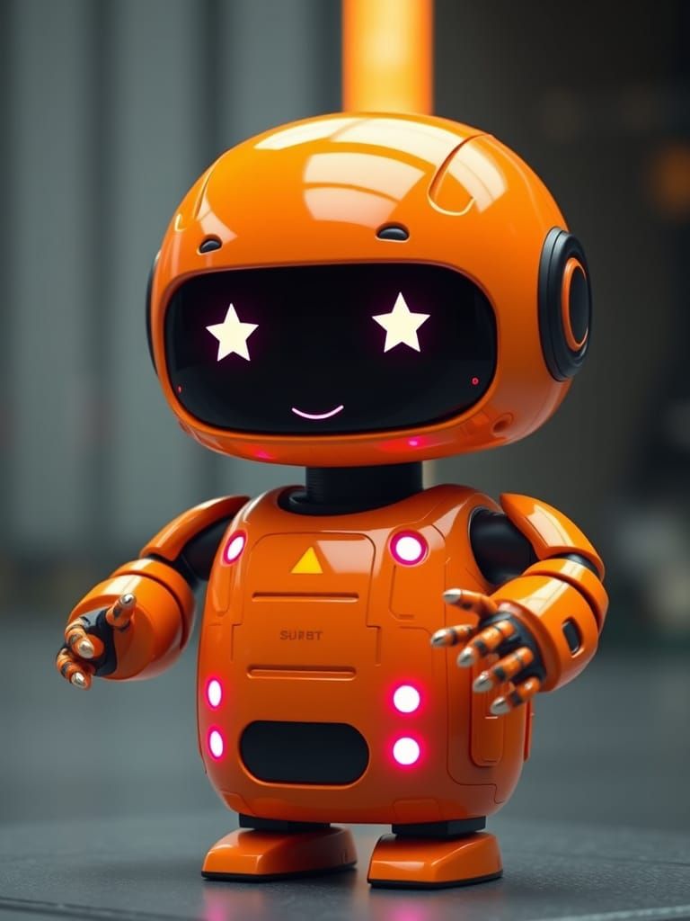 Kawaii Service Robot in Cinematic Film Still