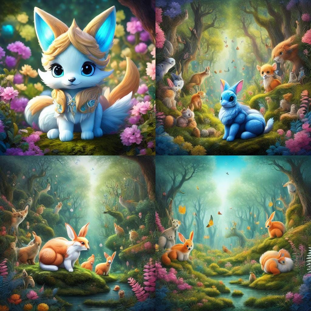 Chibi Bunny Rabbit Sleeping in Clover Field