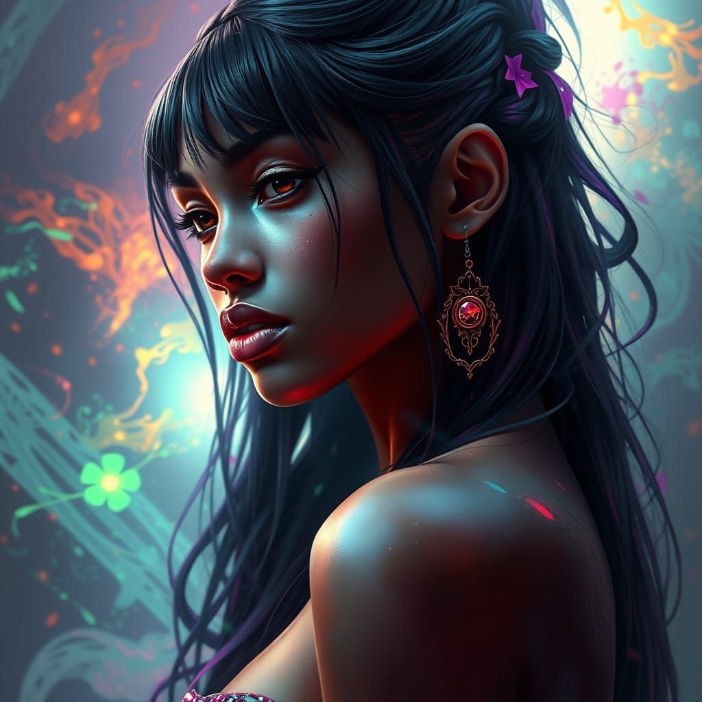 Surreal Calatheas Goddess in Intricately Detailed Portrait