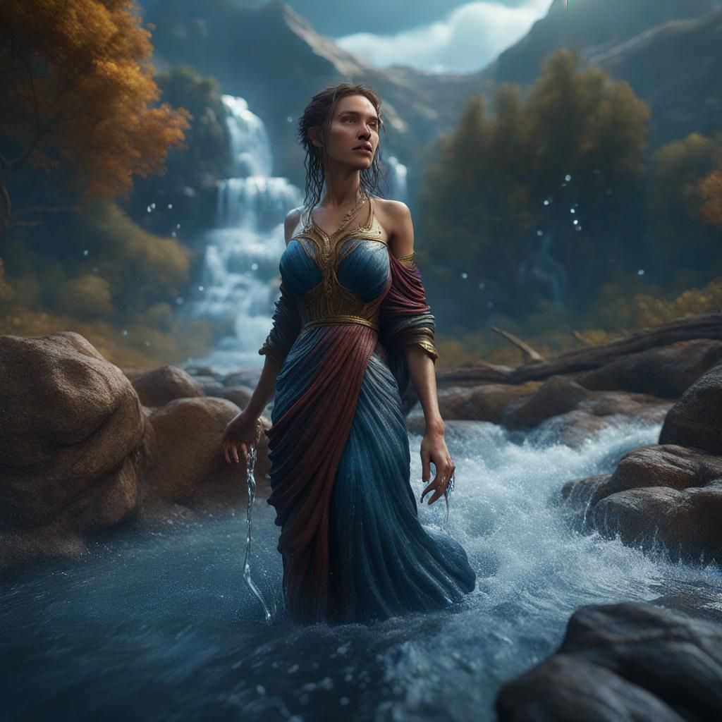 Water Forms a Woman: Detailed Fantasy Art
