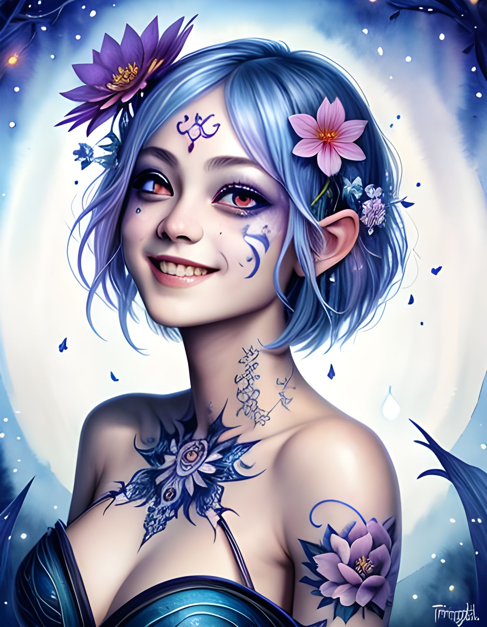 Mischievous Fairypunk Fairy Portrait in Watercolor