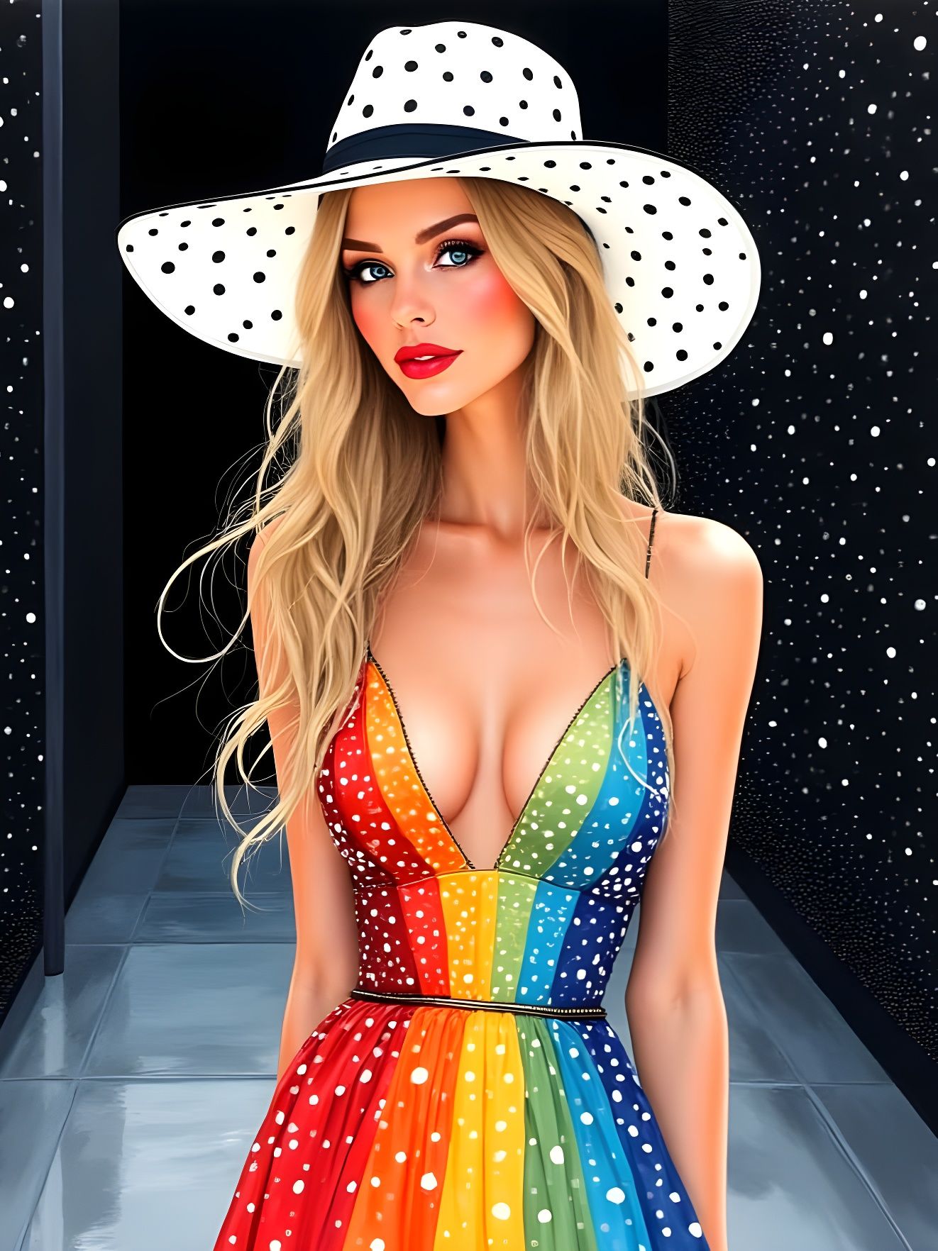 Polka Dot Fashion in Gouache and Watercolor Style