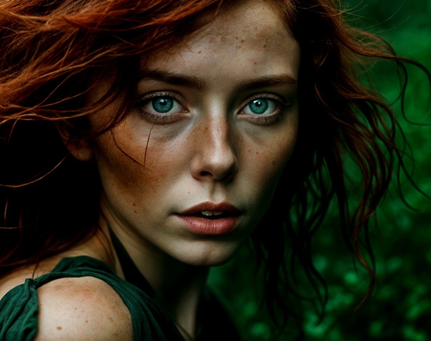 Hyperrealistic Portrait of a Red-Haired Woman