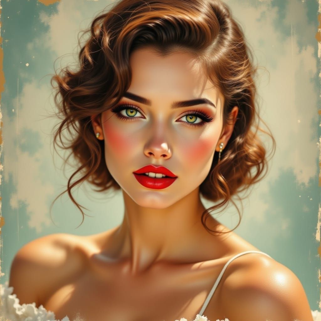 Glamorous Pin Up Woman in a Golden Hour Glow