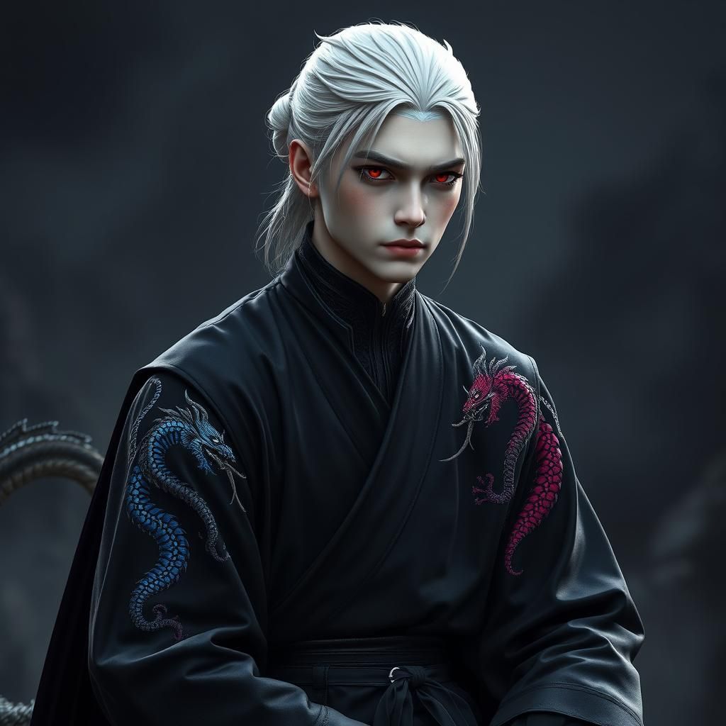 Dragon Prince Portrait in Art Nouveau Style