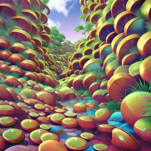 Psychedelic Sunset Over Chaotic Sea: 3D Render