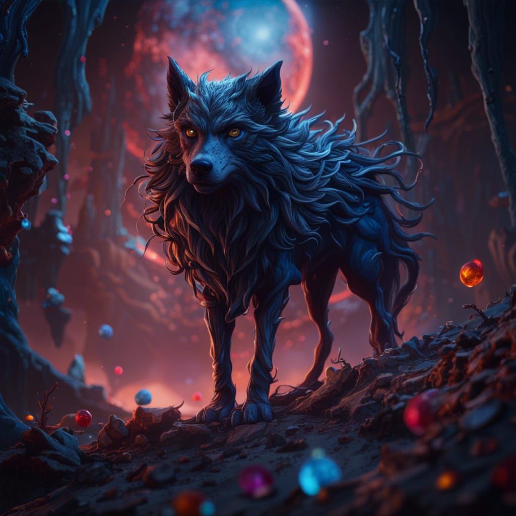 Galactic Howl: A Wolf's Galaxy-Infused Cry