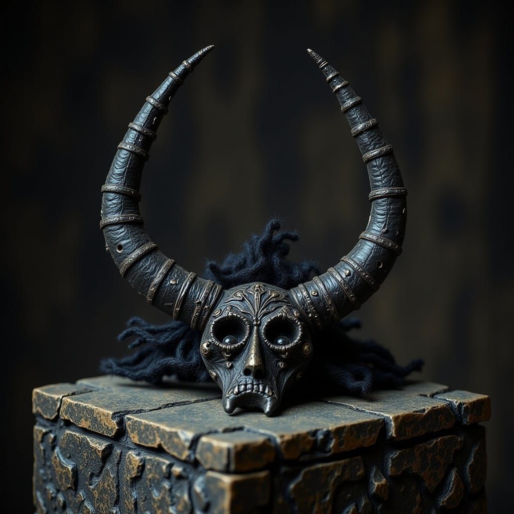 Shadowy Beast Horn on Altar, Voodoo Aesthetic