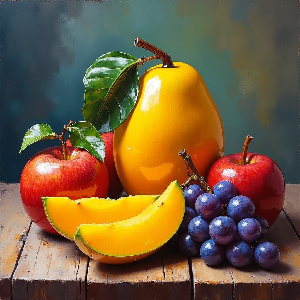 Glass Fruit Still Life in Watercolor Style