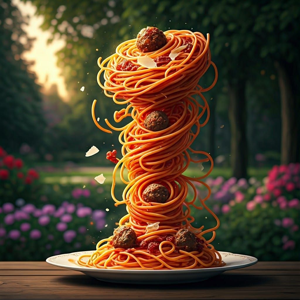 Majestic Spaghetti Vortex in Park, Dramatic Lighting