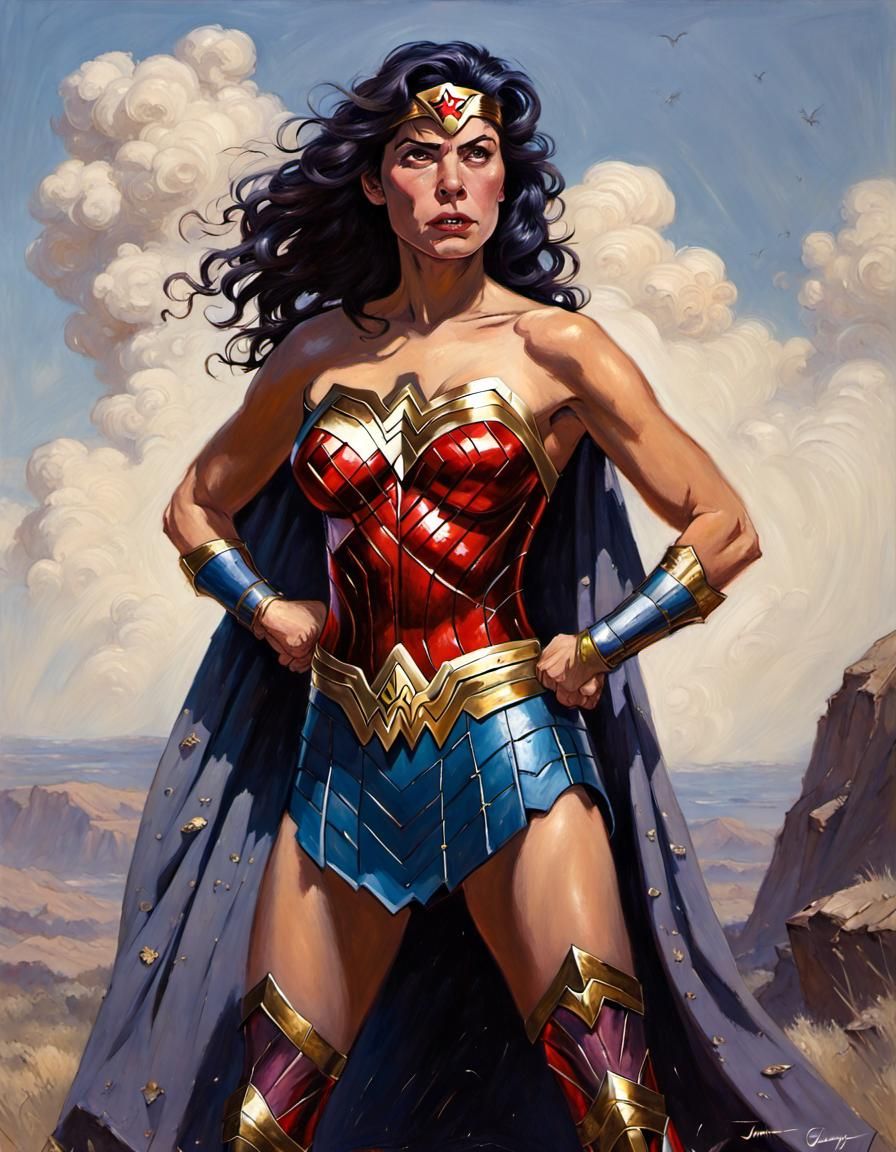 Thanos as Wonder Woman: Oil Painting