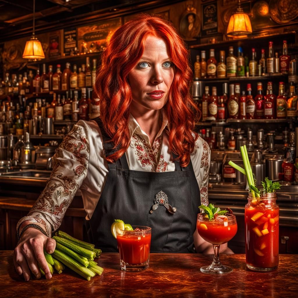 Detailed Image of Bartender Making Bloody Mary