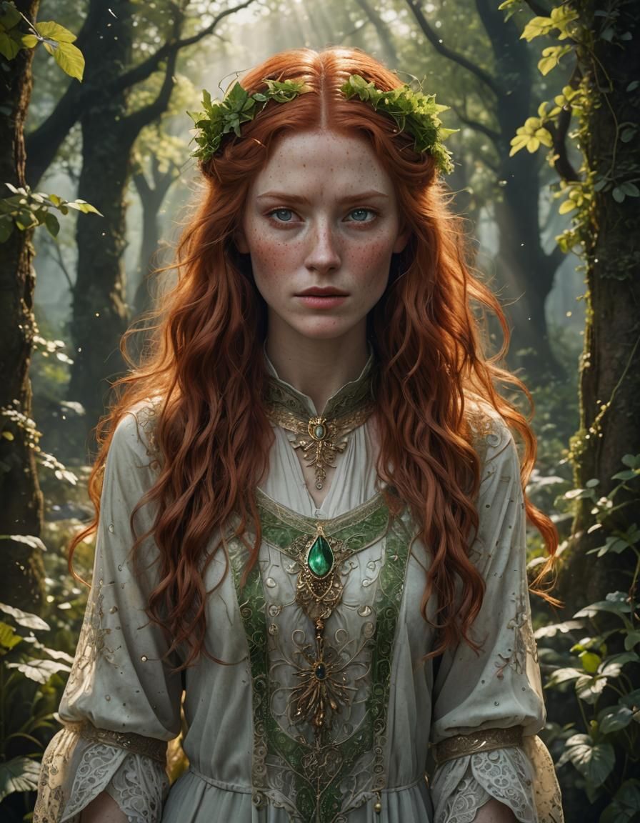Redhead Portrait in Detailed Digital Painting Style