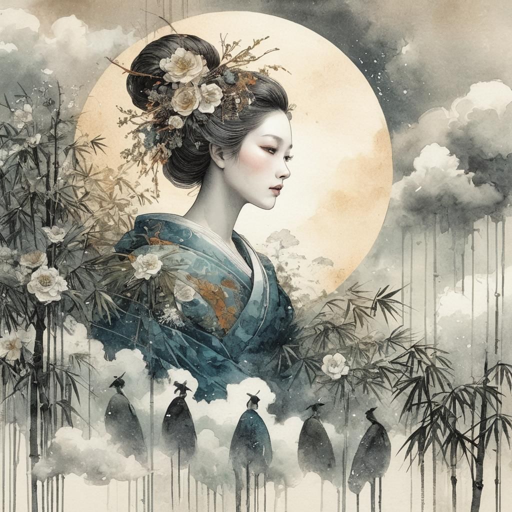 Princess Kaguya Illustration from The Bamboo Cutter