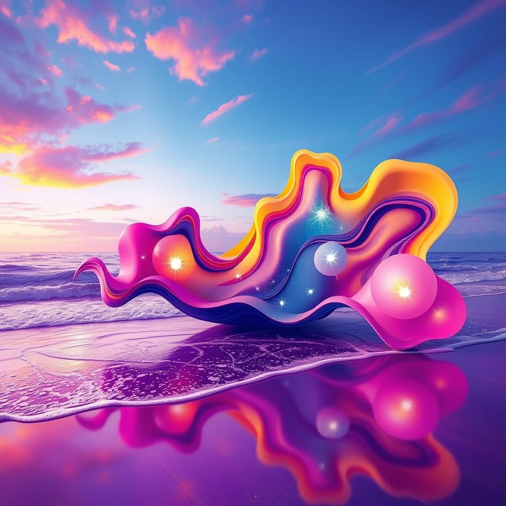 Abstract Beach with Geometric Shapes in Rothko Style