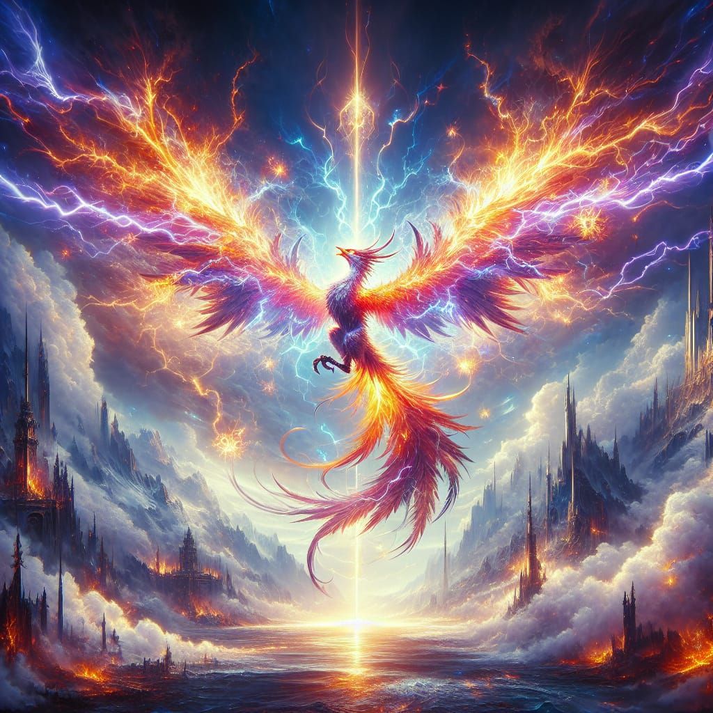 Electrifying Thunder Phoenix Concept Art in 8K