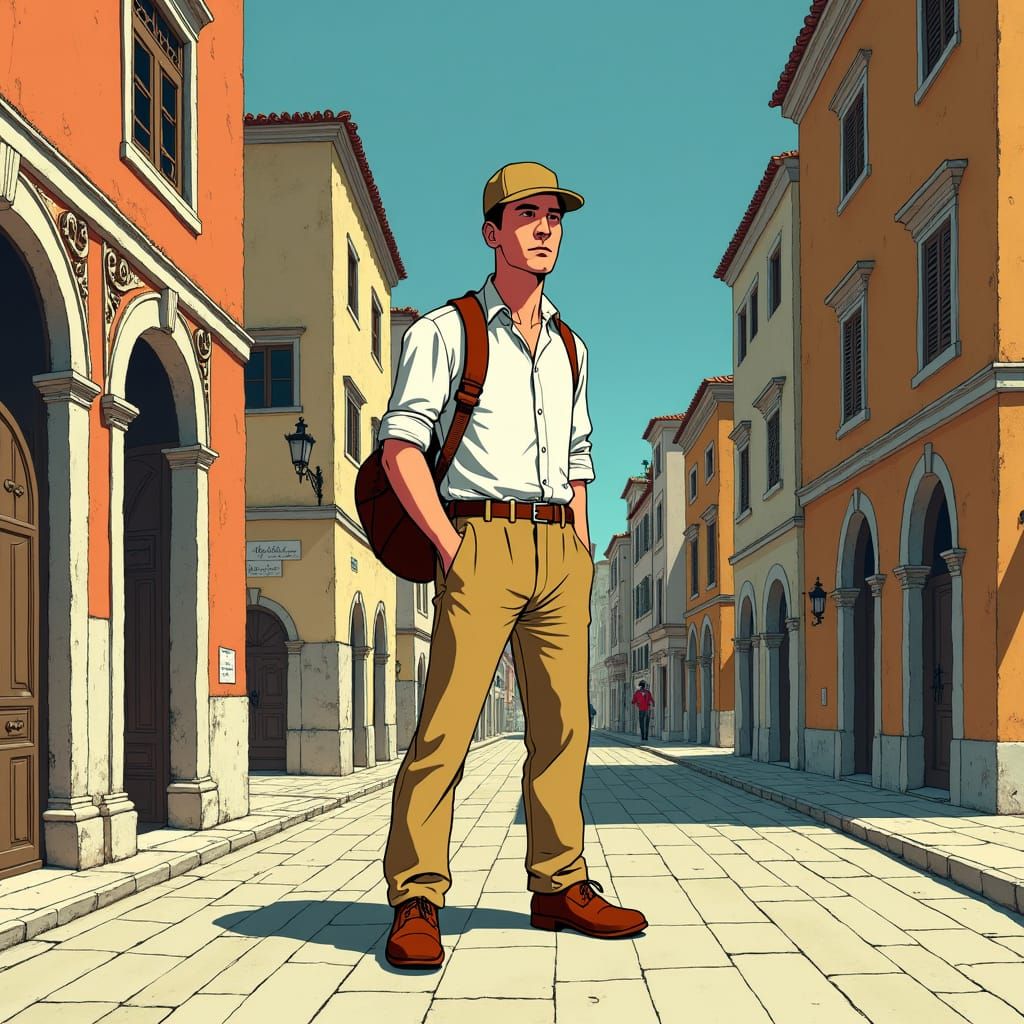 Tintin Illustration in Hergé's Ligne Claire Style