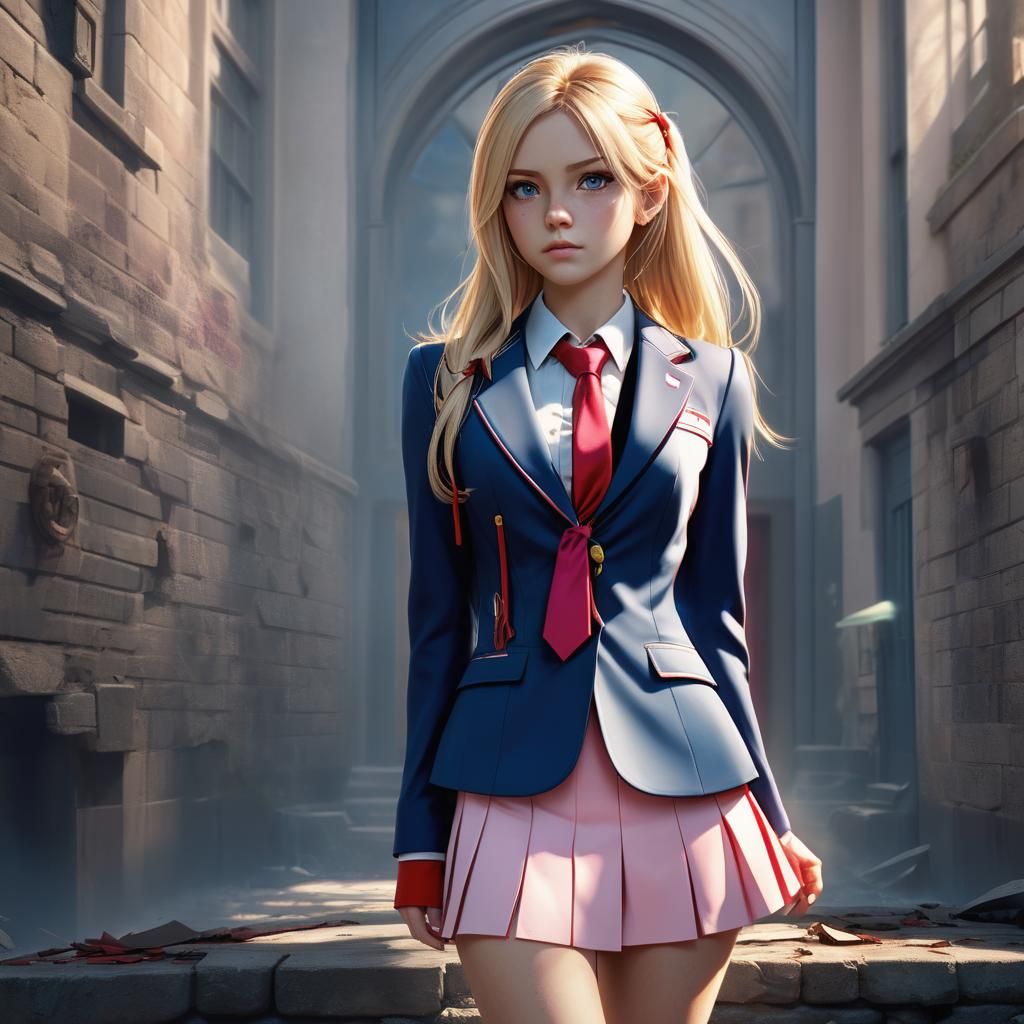 Girl in school uniform