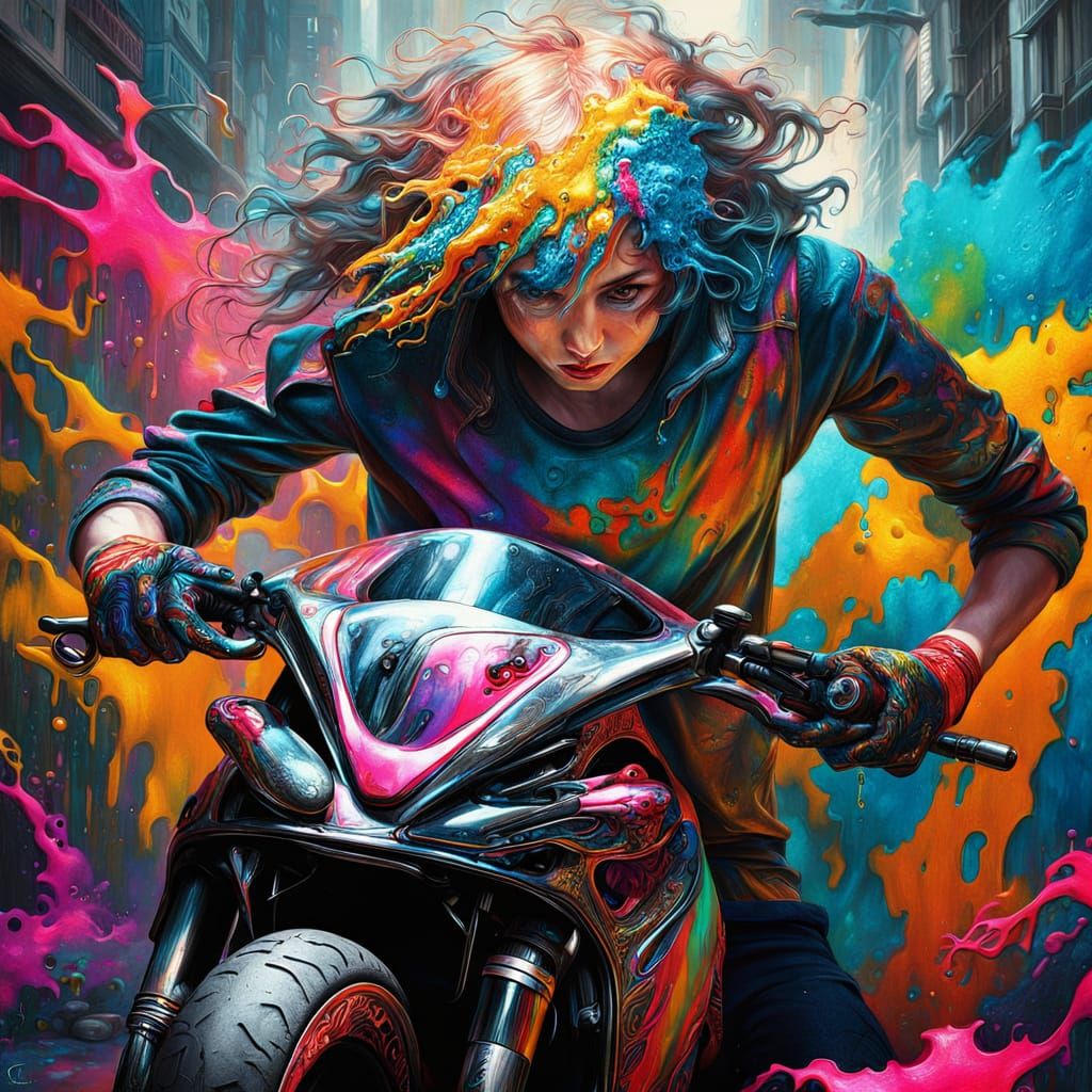 Vibrant 80s Anime Female Mechanic in Action